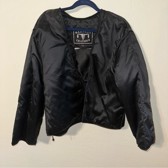 BARNEYS LEATHER. plus size motorcycle leather jacket w/ removable lining - Picture 9 of 10